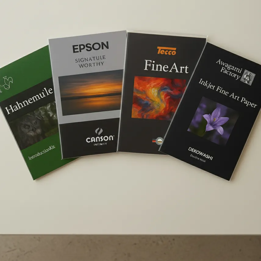 מניפת חוברות דוגמאות נייר אמנות Epson Hahnemuhle Canson ו-Awagami